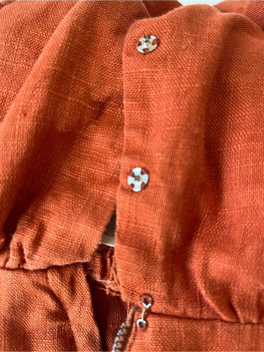 VTg 30s 40s Linen? Dress Secretary Sailor Size XS/S Burnt Orange tie neck - Picture 12 of 14